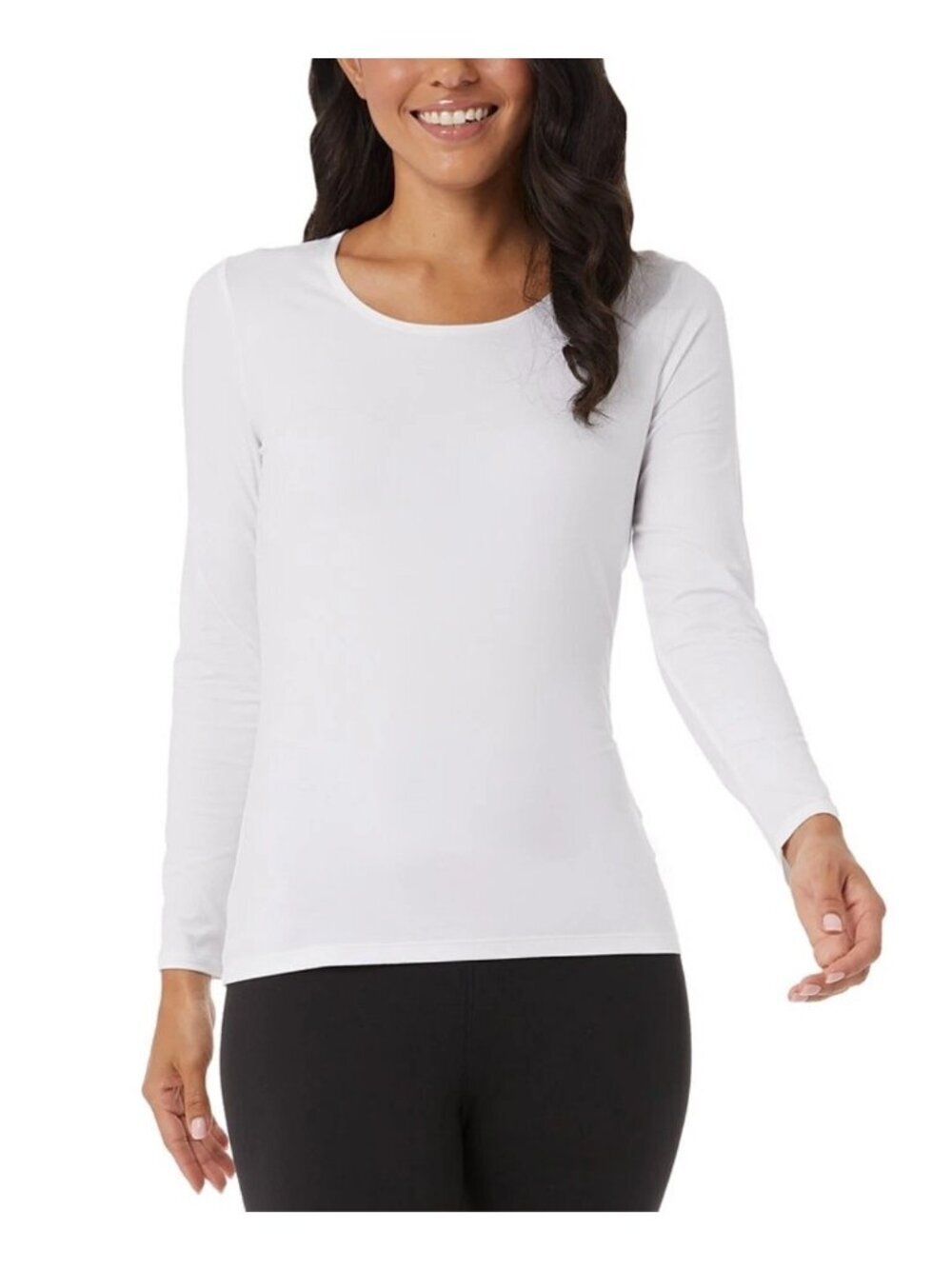 NWT 32 Degrees Heat Women's S White/  Green 2 Pack Long Sleeve Scoop Neck Layer